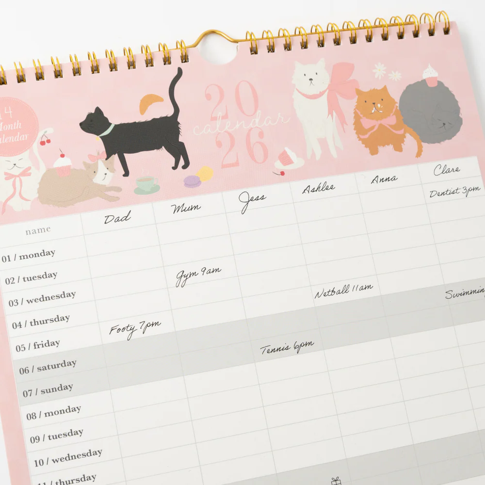 2026 Family Calendar - Kit-Tea Cat - Image 3