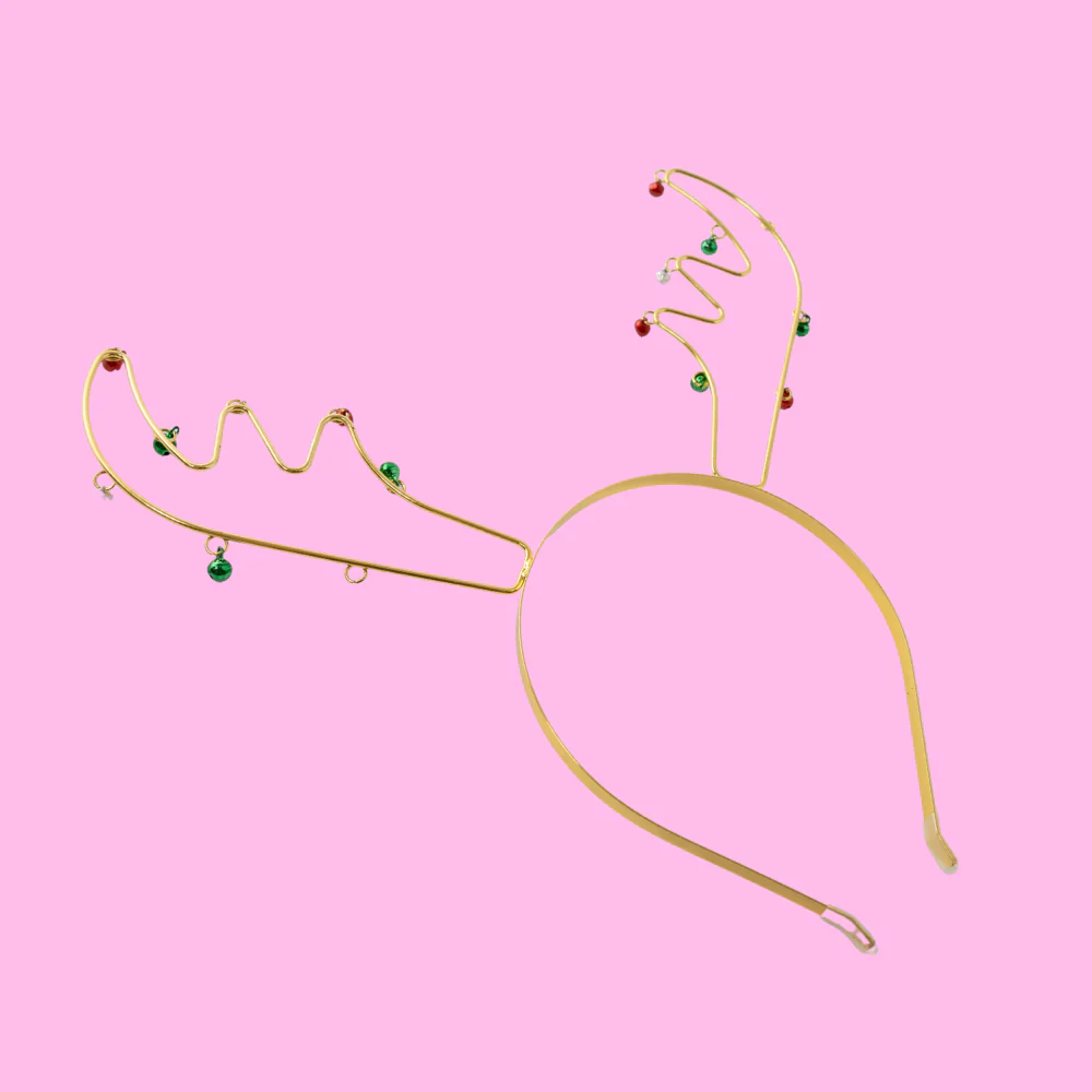 Kids Novelty Headband - GOLD REINDEER BELLS - Image 3