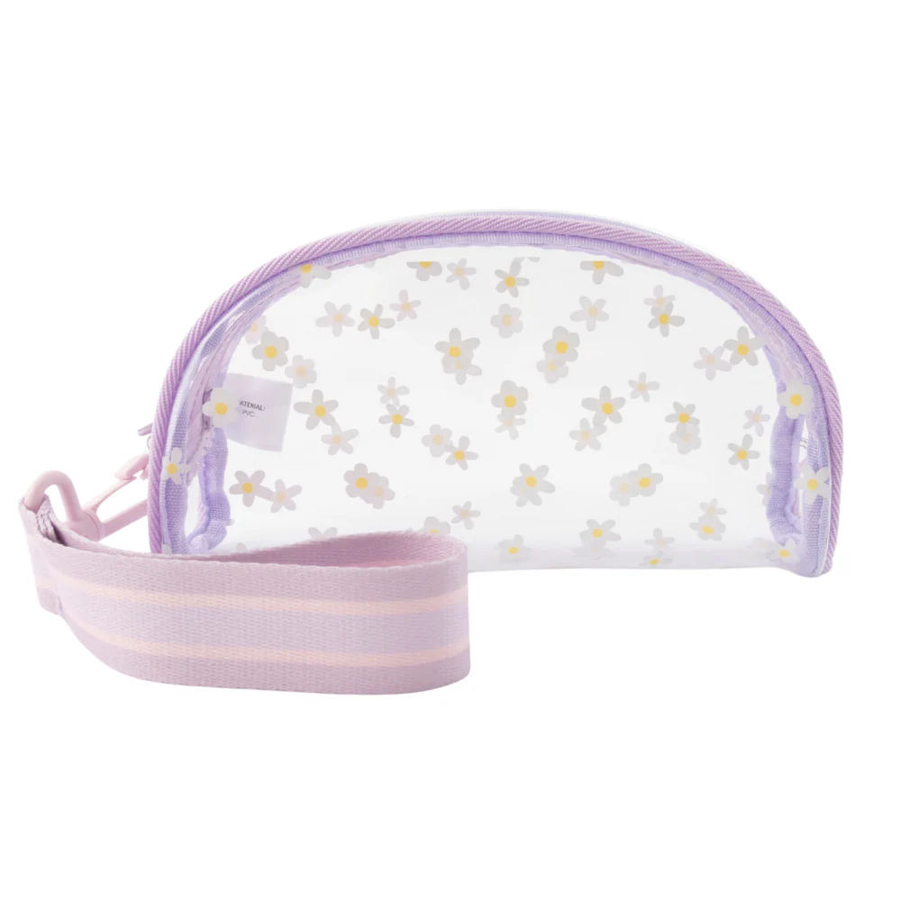 Gelato Series Clear Toiletries Dome Pouch - PURPLE FLOWER