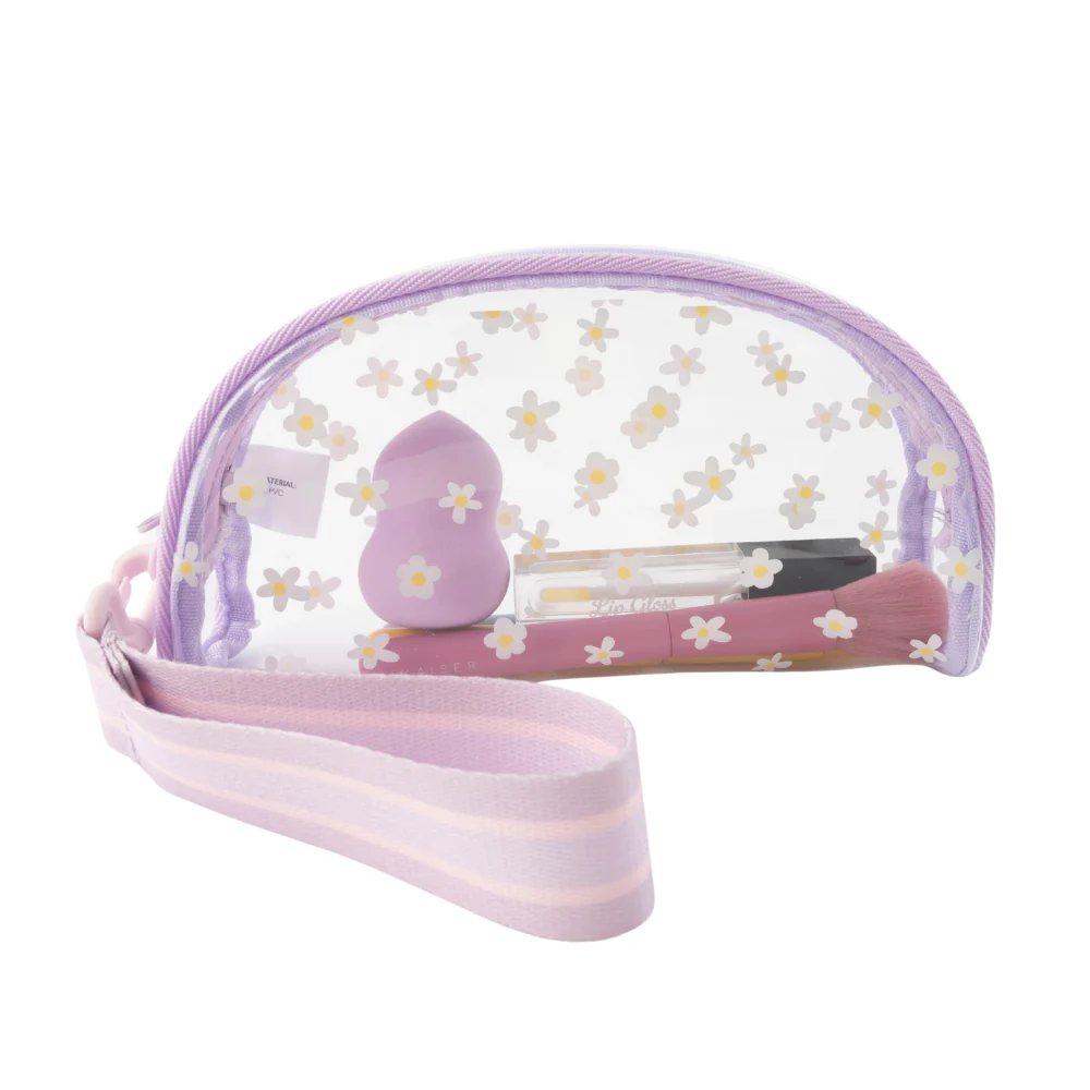 Gelato Series Clear Toiletries Dome Pouch - PURPLE FLOWER - Image 2