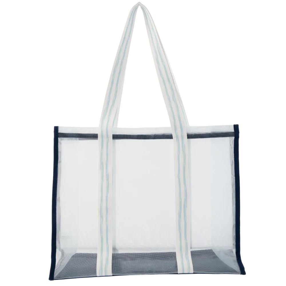 Honeydew Mesh Tote Bag - BLUE STRIPE - Image 2