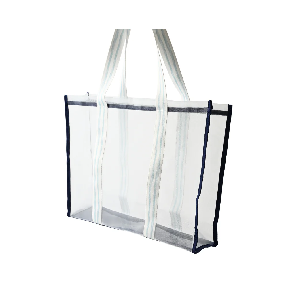 Honeydew Mesh Tote Bag - BLUE STRIPE - Image 3