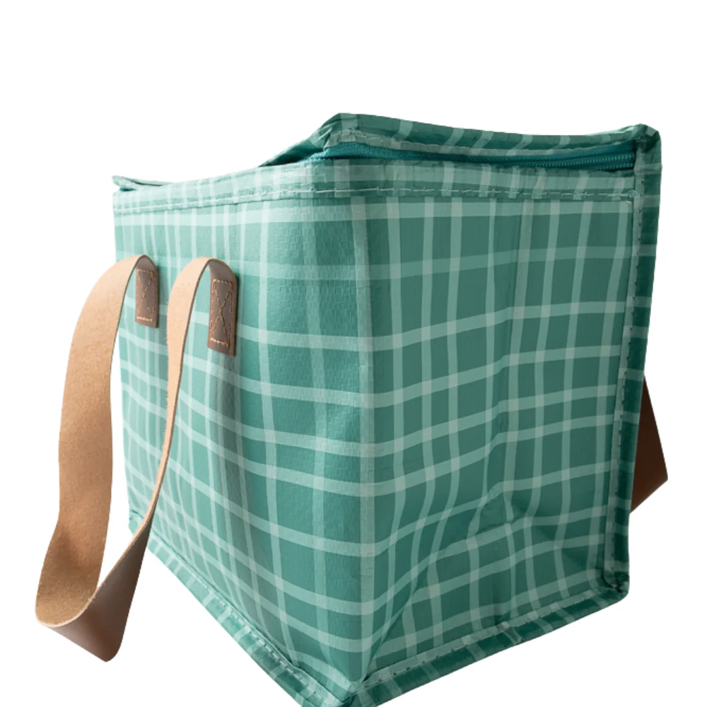 Indigo Series Reusable Mini Cooler Bag - JADE CHECK - Image 2