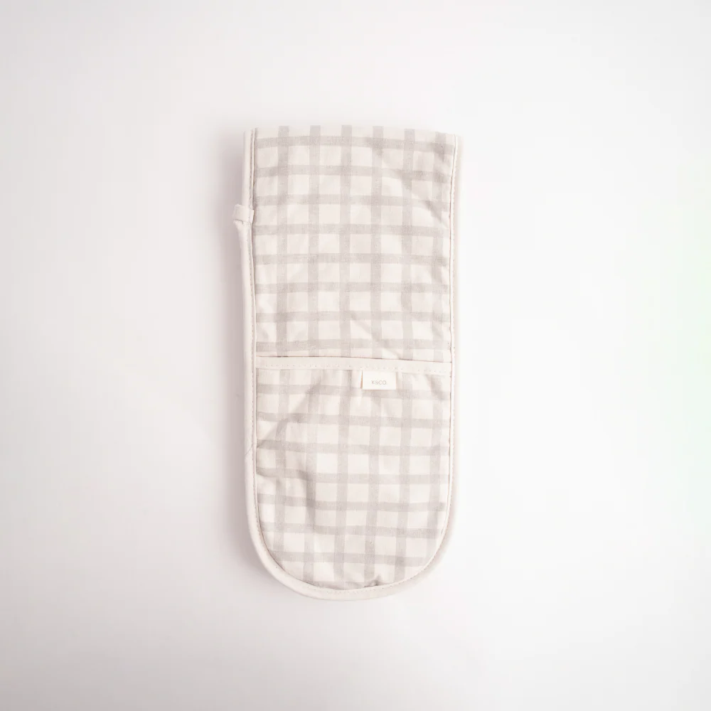 K&Co Home Collection Long Oven Mitt - GREY CHECK - Image 2