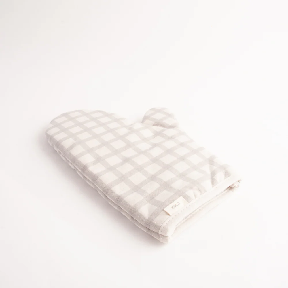 K&Co Home Collection Oven Mitt - GREY CHECK - Image 2