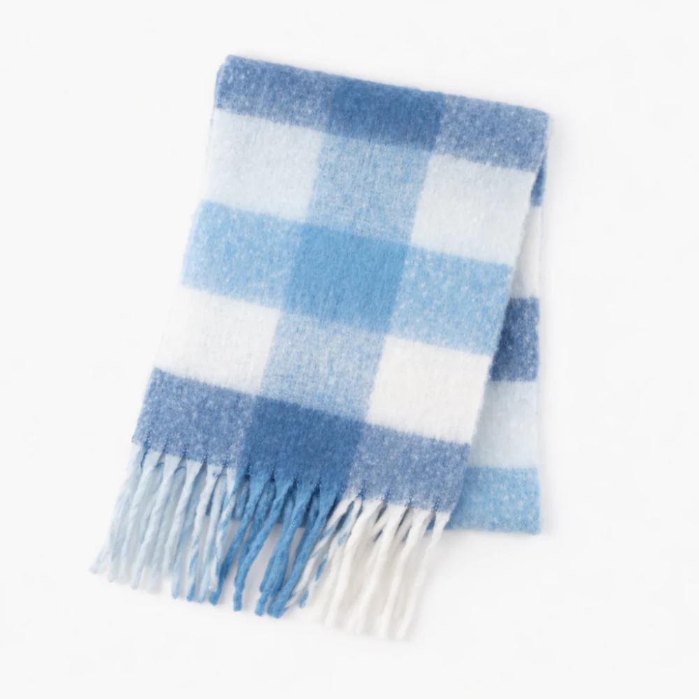 K&Co. Petal Series Chunky Scarf - BLUE CHECK - Image 3