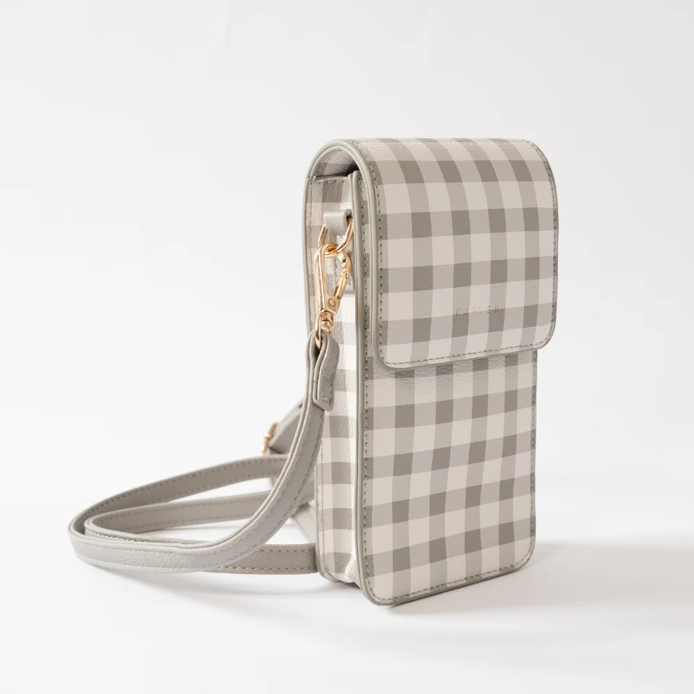 Kaiser Crossbody Phone Bag - Sage Gingham - Image 3