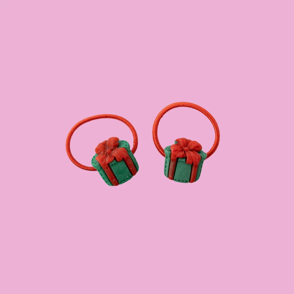Kids 2pk Fabric Hair Ties - PRESENT - Image 3