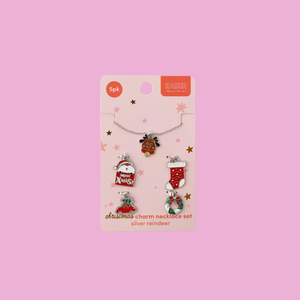 Kids 5pk Charm Necklace Set - SILVER REINDEER - Image 2
