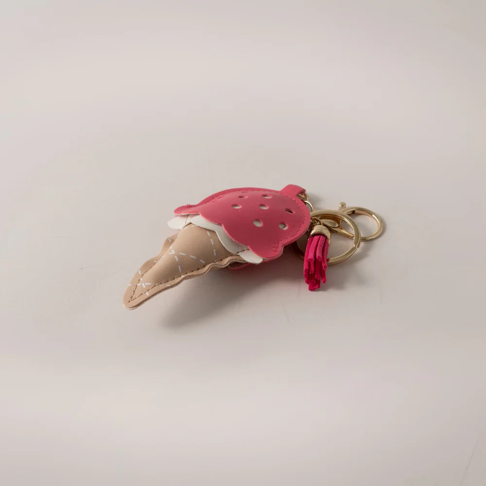 Keychain Faux Leather Ice Cream - PINK - Image 2