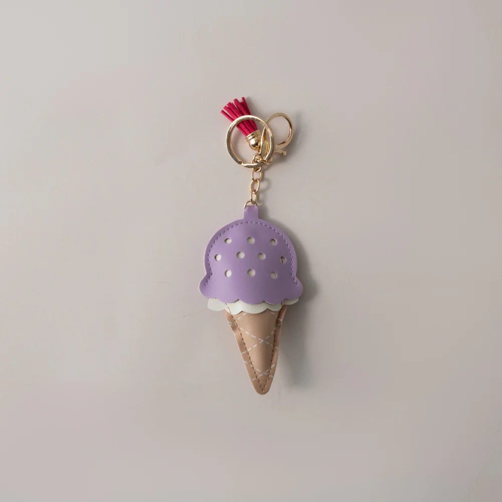 Keychain Faux Leather Ice Cream - PURPLE
