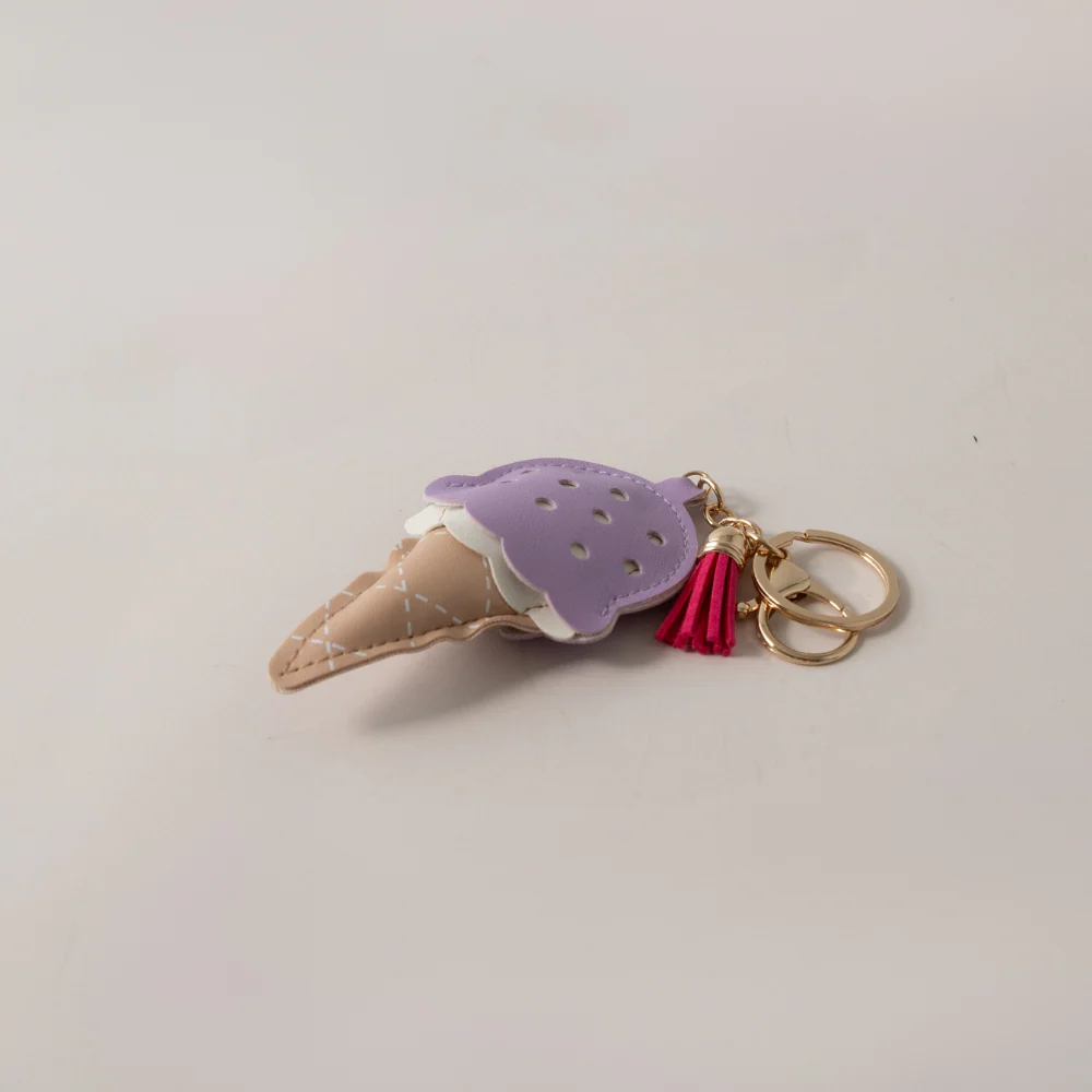Keychain Faux Leather Ice Cream - PURPLE - Image 2