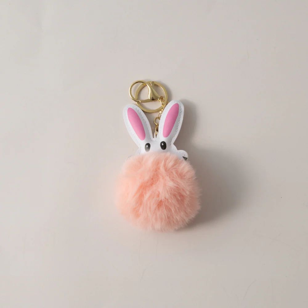 Keychain Pom Pom Buddy - BUNNY PEACH