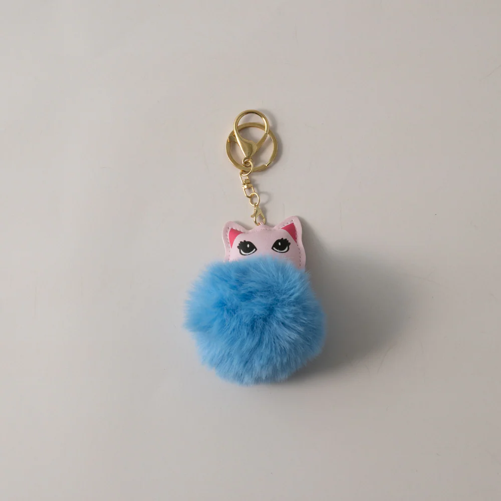 Keychain Pom Pom Buddy - CAT BLUE