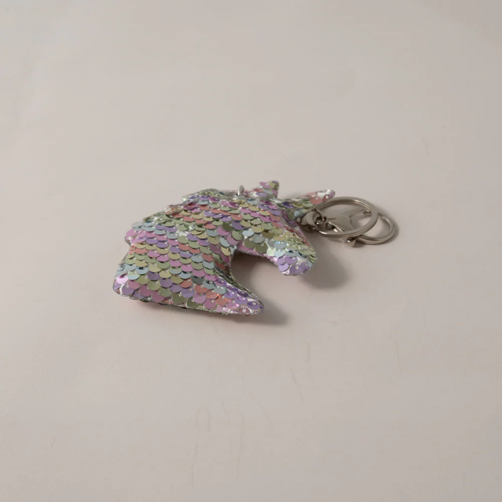 Keychain Sequin Unicorn Head - PINK - Image 2