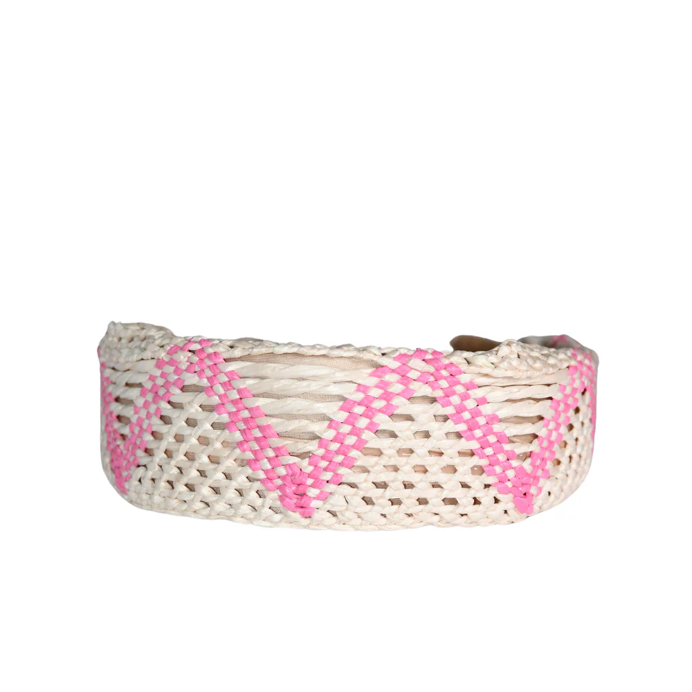Kids Headband - PINK ZIGZAG WOVEN - Image 2