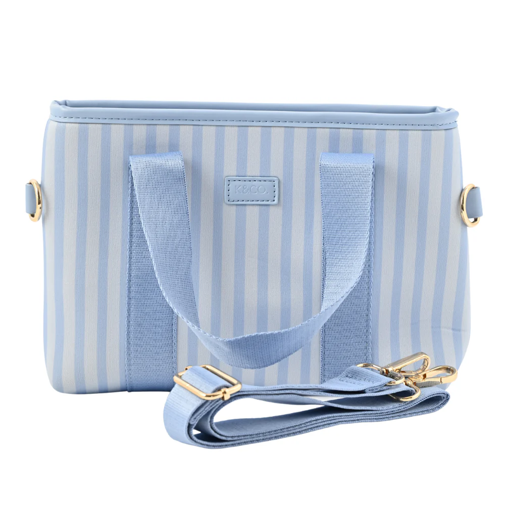 Soleil Series Neoprene Tote Bag Mini - BLUE STRIPE - Image 2