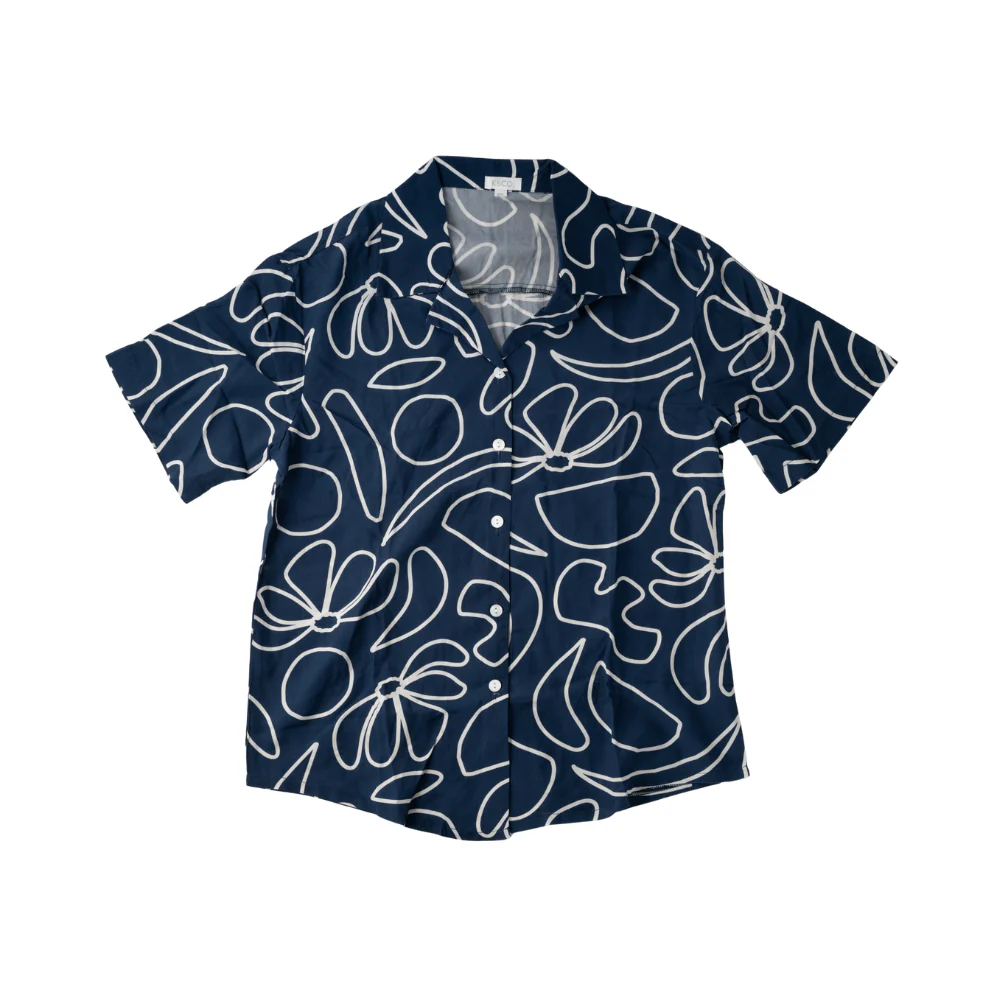 Soleil Series  Summer Shirt Size M - COBALT ABSTRACT