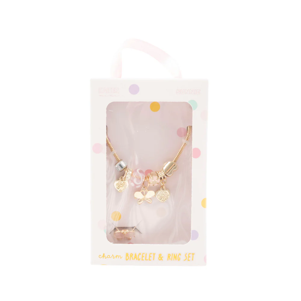 Sunnie Series Charm Bracelet & Ring Set - BUTTERFLY GOLD - Image 3
