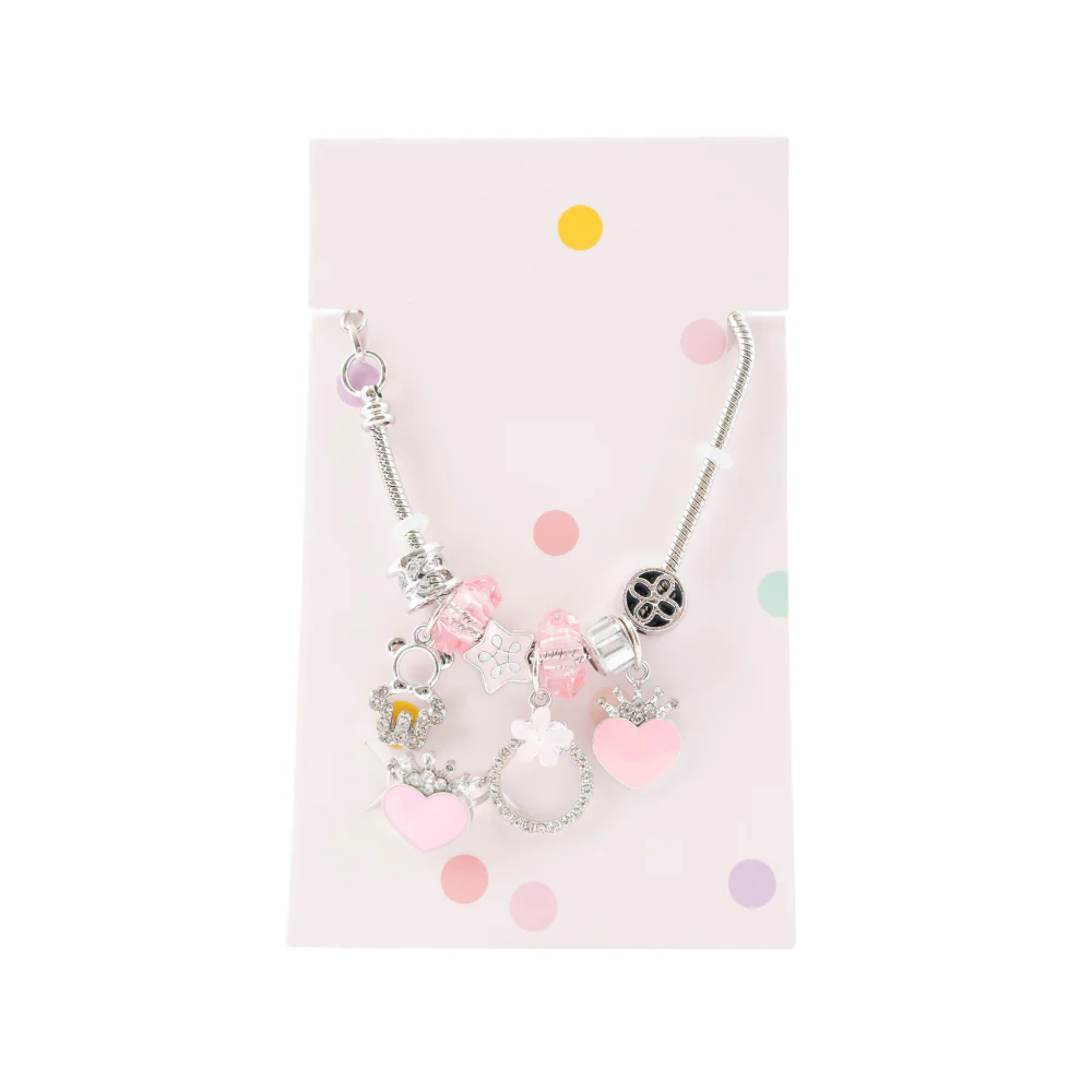 Sunnie Series Charm Bracelet & Ring Set - CROWN HEART SILVER