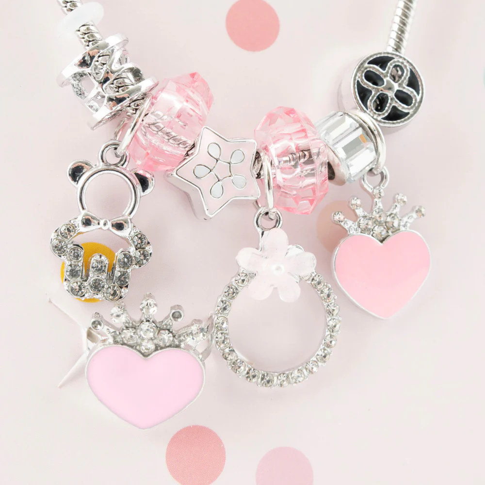 Sunnie Series Charm Bracelet & Ring Set - CROWN HEART SILVER - Image 2