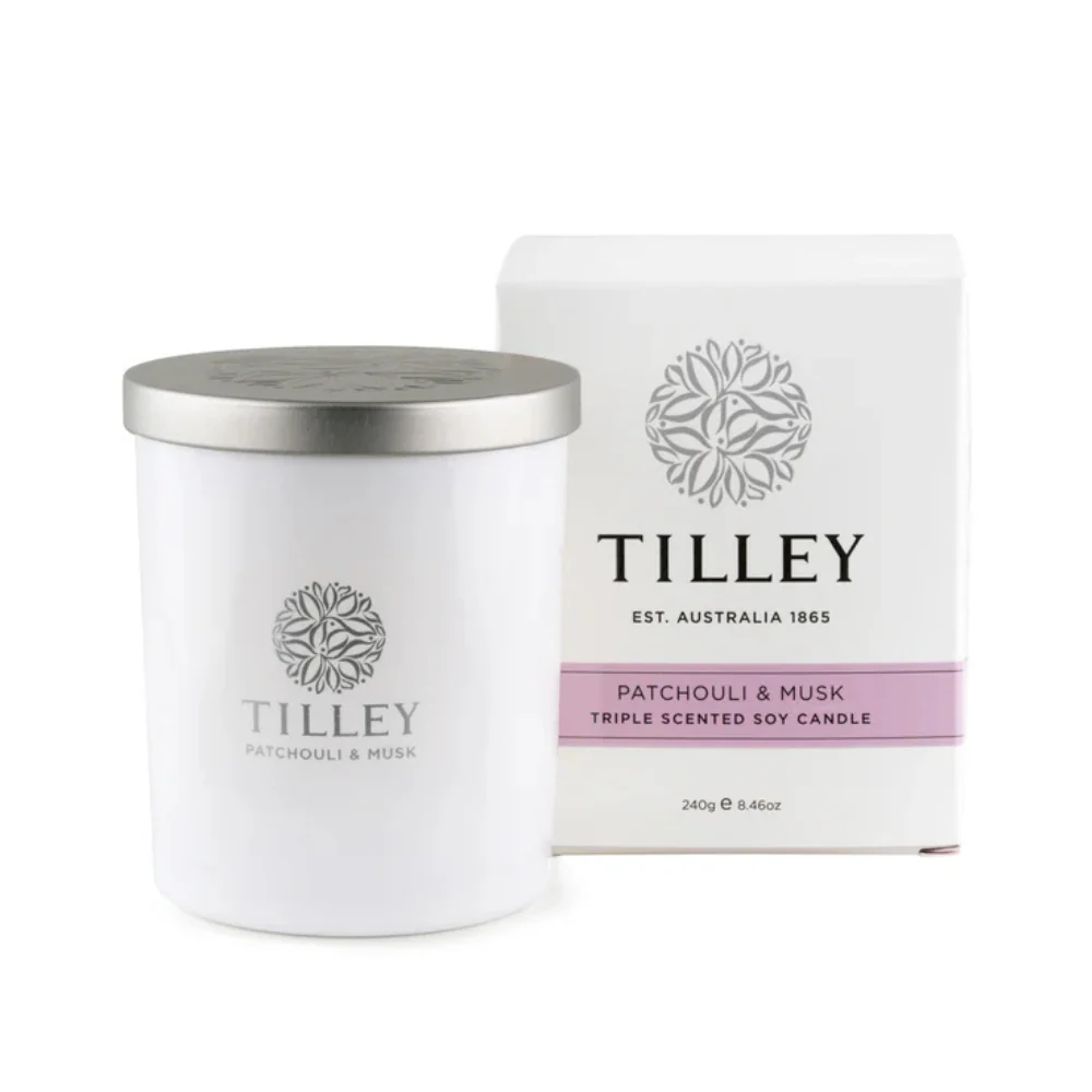 Tilley Patchouli Musk Soy Candle 240g/ 45 hour