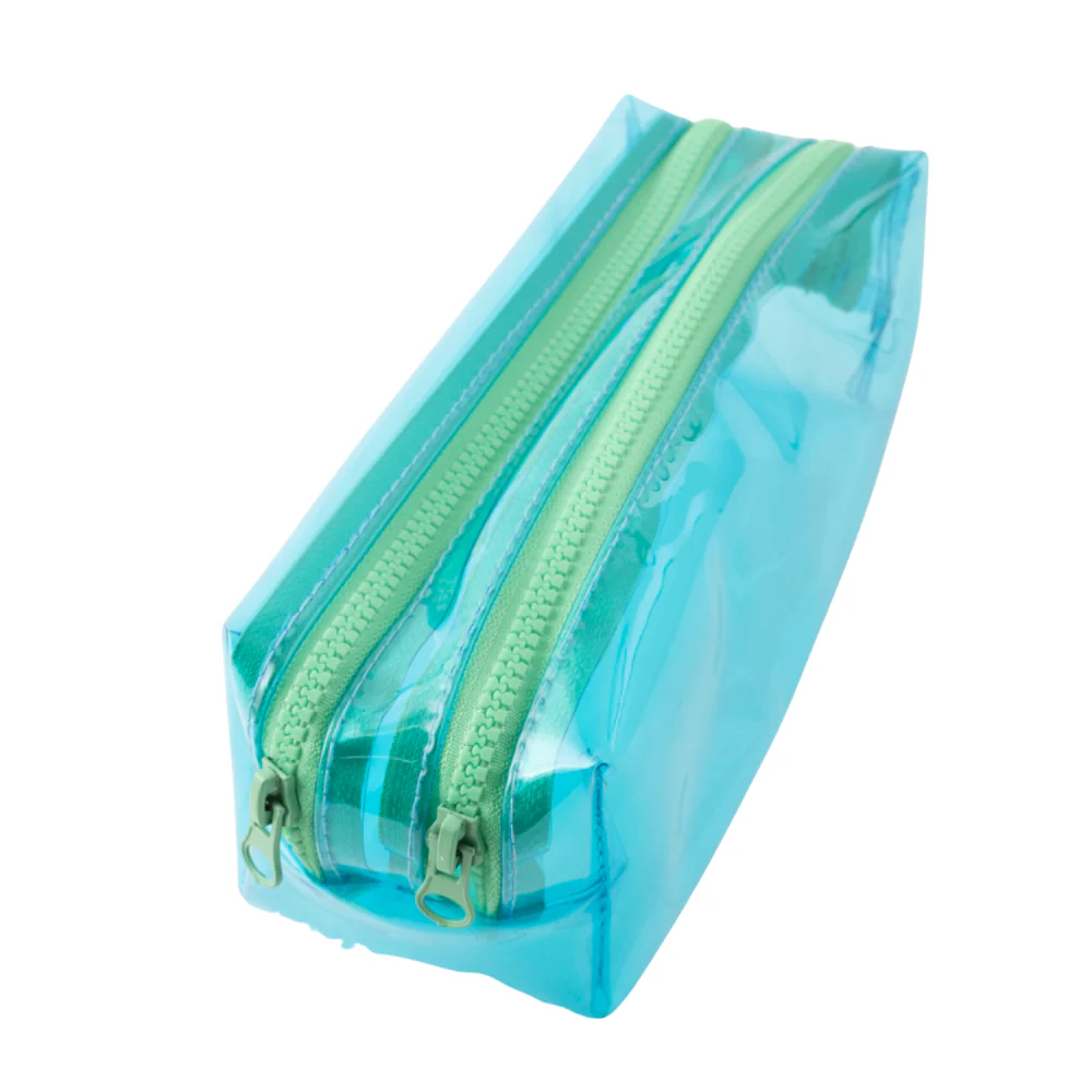 Vivid Collection Clear Double Zip Pencil Case - BLUE - Image 2