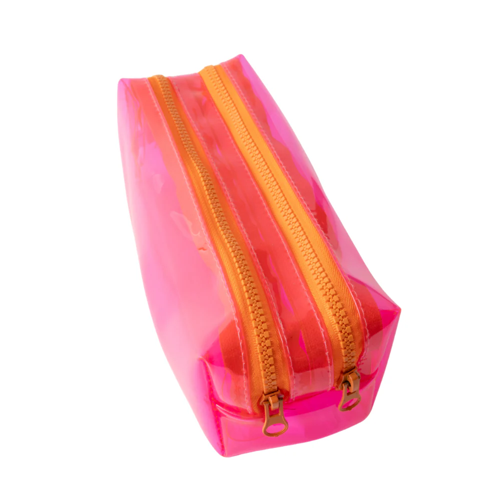 Vivid Collection Clear Double Zip Pencil Case - PINK - Image 2