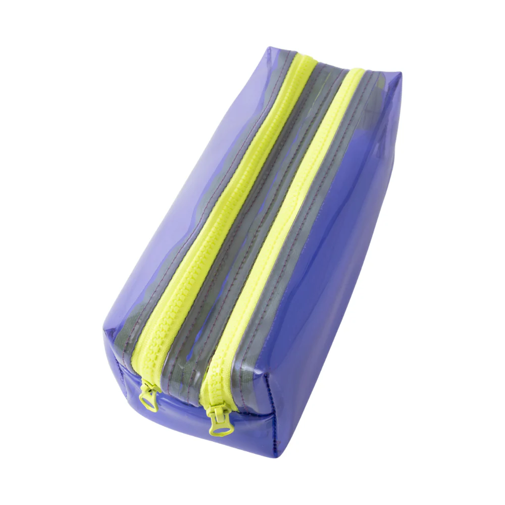 Vivid Collection Clear Double Zip Pencil Case - PURPLE - Image 2