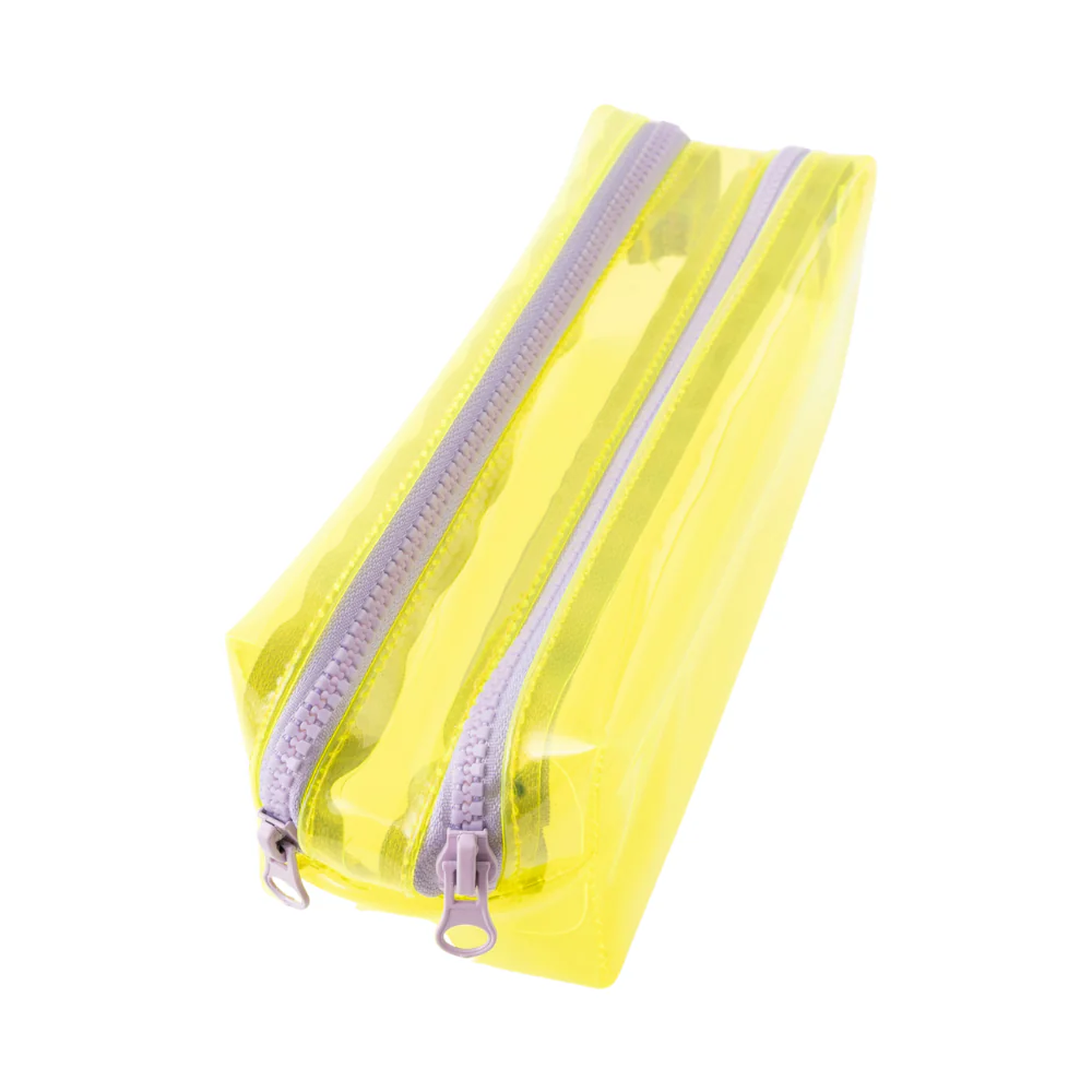 Vivid Collection Clear Double Zip Pencil Case - YELLOW - Image 2